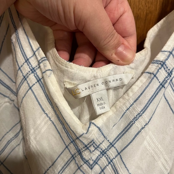 LAUREN CONRAD white & blue patterned handkerchief hem dress - Picture 4 of 6